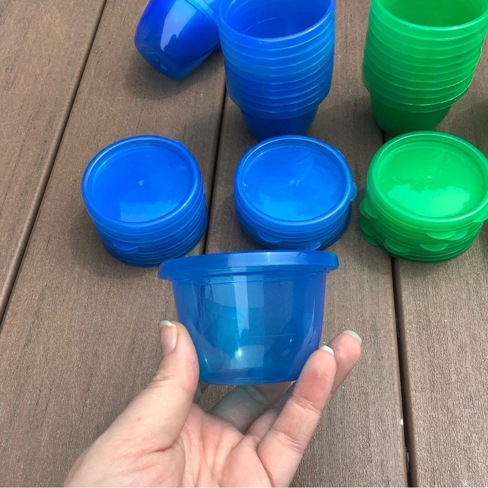 Set of Blue and Green Plastic Cups